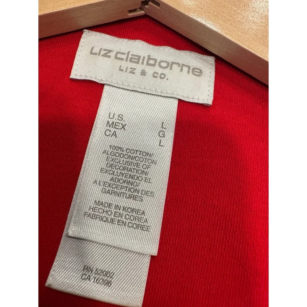 Liz Claiborne Liz & Co Zip Sweatshirt Contrast Stitch Pockets L Navy Blue Good